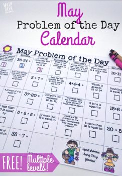 FREE May Calendar Math Problem of the Day