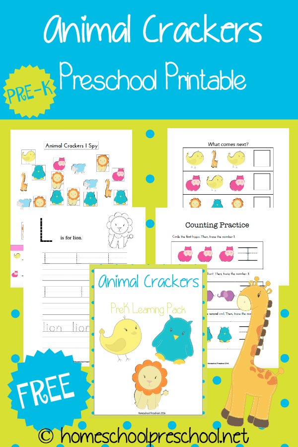 FREE Preschool Animal Crackers Pack