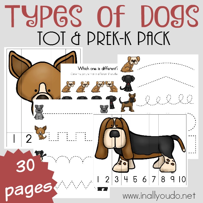 FREE Types of Dogs PreK Pack