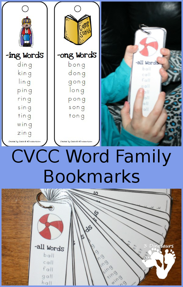 FREE CVCC Word Family Bookmarks