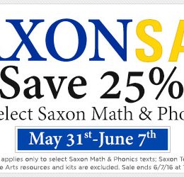 25% Off Saxon Math Products