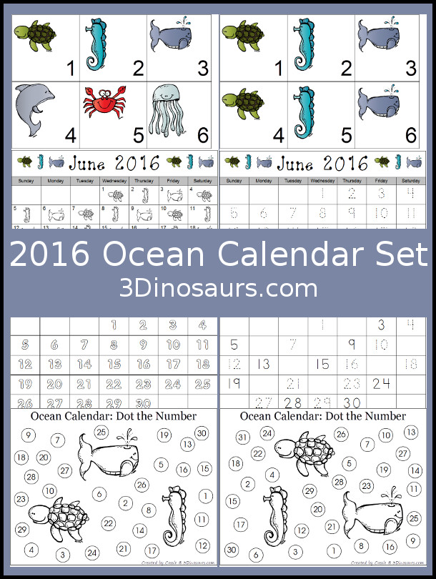 FREE 2016 Oceans Calendar Set