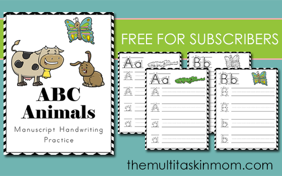 FREE ABC Animals Handwriting Pack