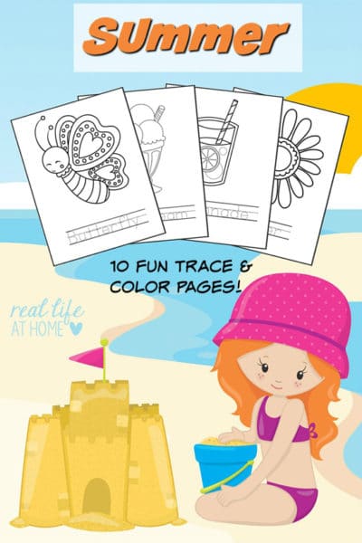 FREE Summer Trace and Color Pages