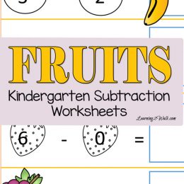 FREE Fruits Subtraction Worksheets