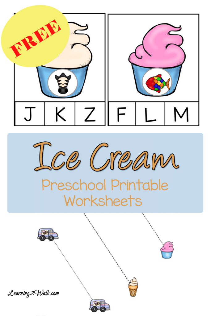 FREE Ice Cream Preschool Worksheets