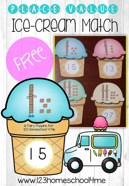 FREE Place Value Ice Cream Match