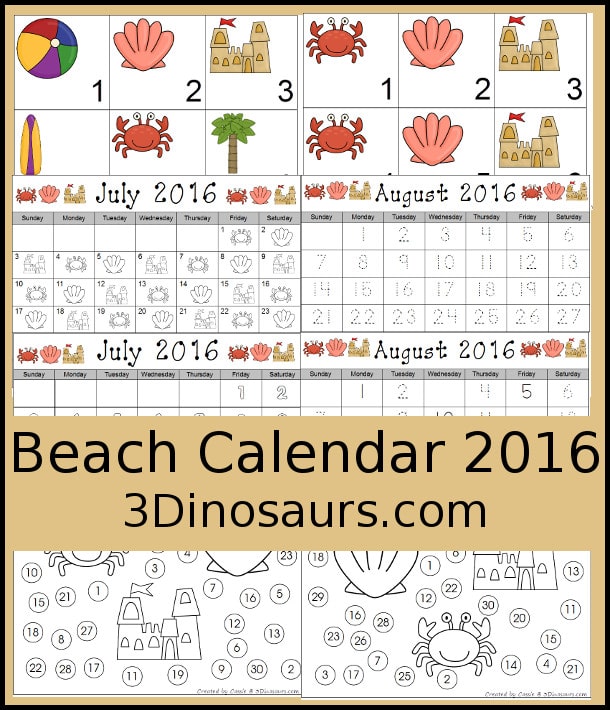 FREE Beach Themed Calendar