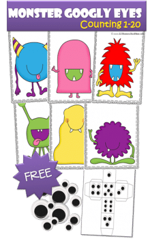 For a little Autumn fun, check out this FREE Monster Googly Eyes Pack! #fhdhomeschoolers #freehomeschooldeals #fallresources #counting #preschool