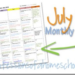 FREE July Monthly Meals Planner