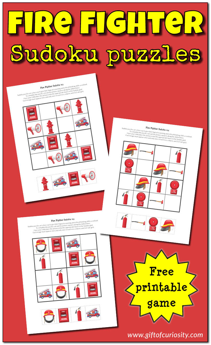 FREE Fire Fighter Sudoku Pack Printables