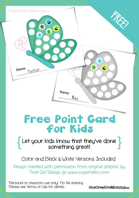 FREE Reward Cards for Kids