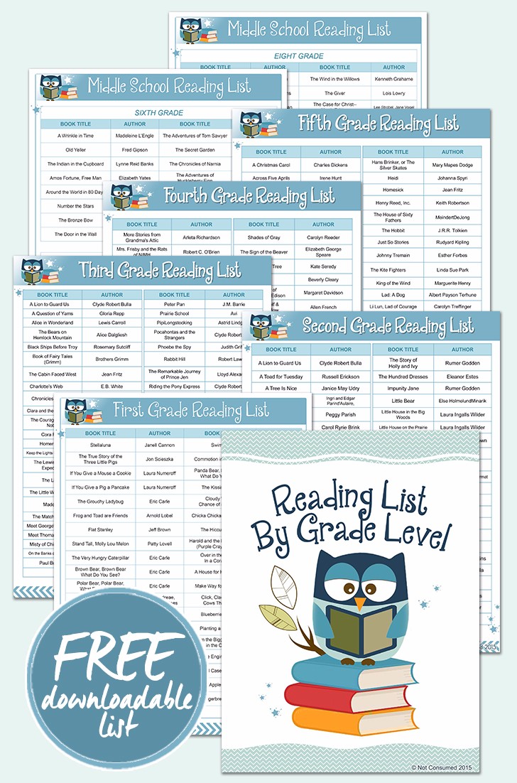 Free Reading Lists for Grades 1-8