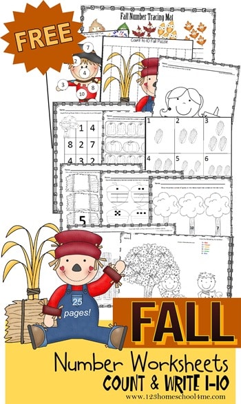 FREE Fall Counting Worksheets