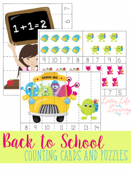 FREE Back To School Counting Cards and Puzzles