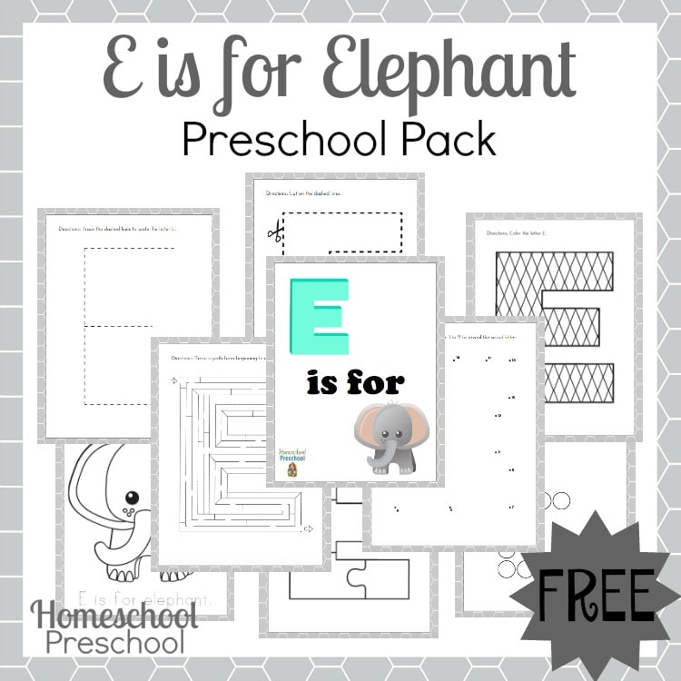 FREE E is for Elephant Pack