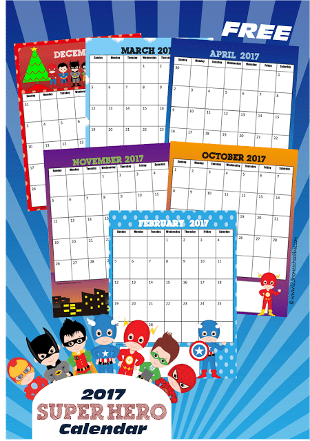 FREE Super Hero Calendar