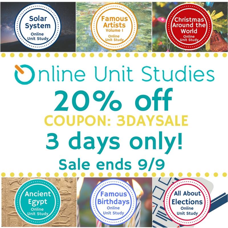 20% Off Online Unit Studies - Three Days Only!