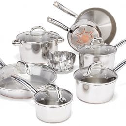 T-fal 13 Piece Stainless Steel Copper-Bottom Cookware Set Only $120! (Today Only!)