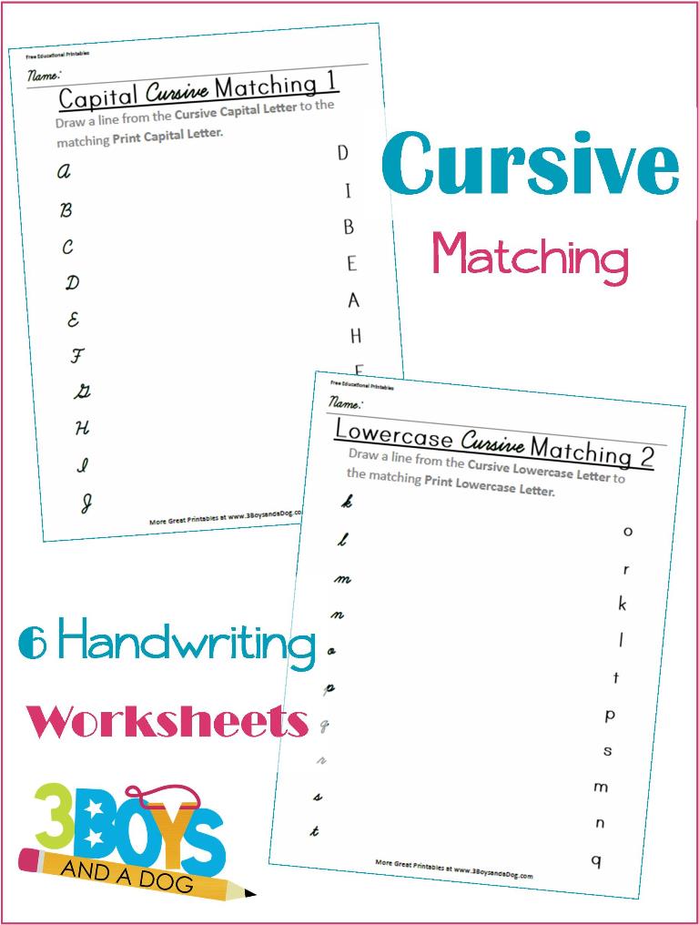 FREE Cursive Matching Worksheets