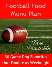 FREE Football Menu Plan