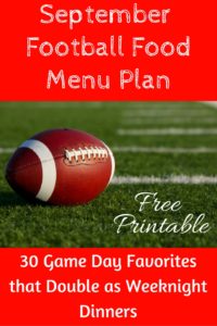 FREE Football Menu Plan