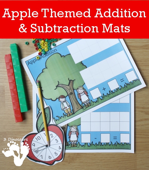 FREE Apple Themed Addition and Subtraction Mats