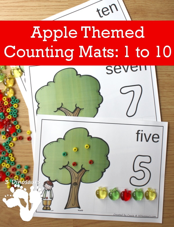 FREE Apple Themed Counting Mats