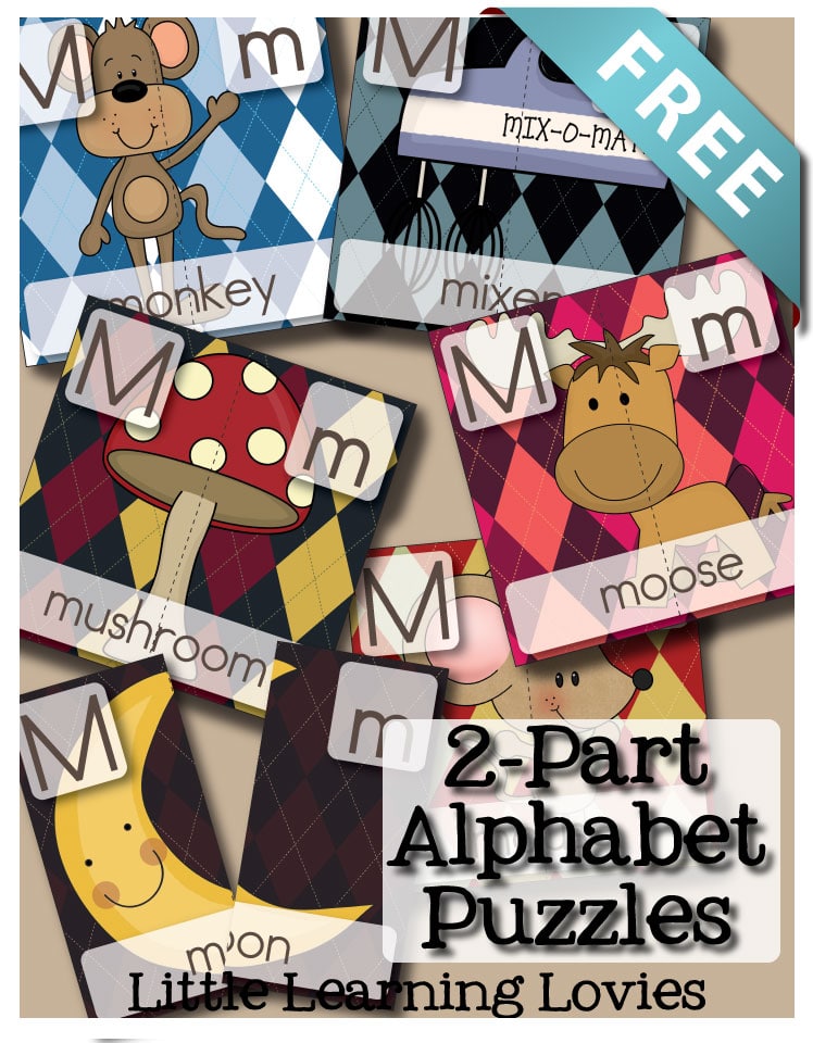 FREE 2 Part Alphabet Puzzles