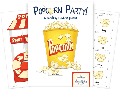 Free Popcorn Party Spelling Game Printables