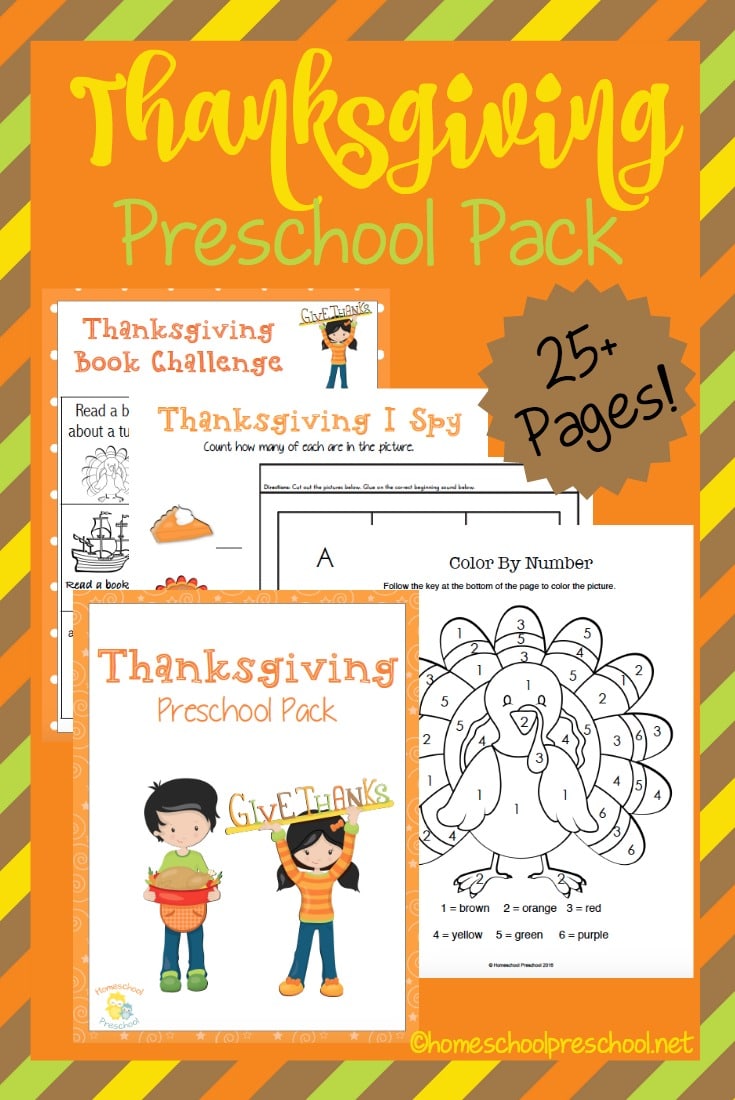 Free Thanksgiving Preschool Printable Pack