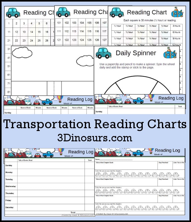 Free Transportation Themed Reading Charts