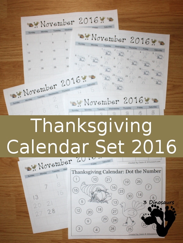 FREE Thanksgiving Calendar Set