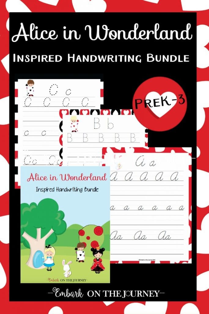 FREE Alice in Wonderland Handwriting Printables