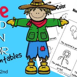 FREE Fall Color and Read Worksheets