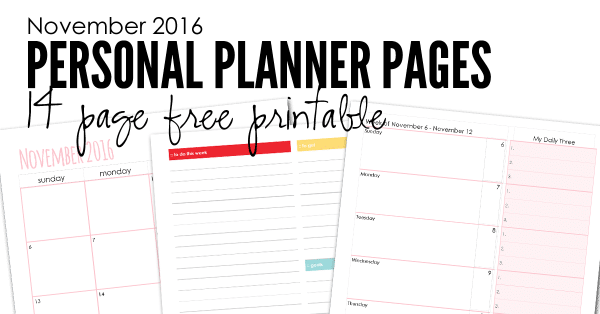 FREE Personal Planner Pages