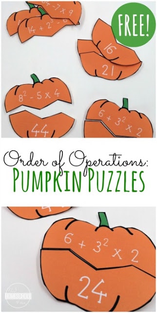 FREE Pumpkin Order of Operations Puzzles