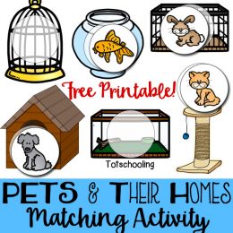 FREE Pets and Their Homes Matching Activity