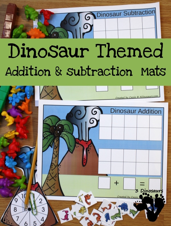 FREE Dinosaur Themed Subtraction Mats