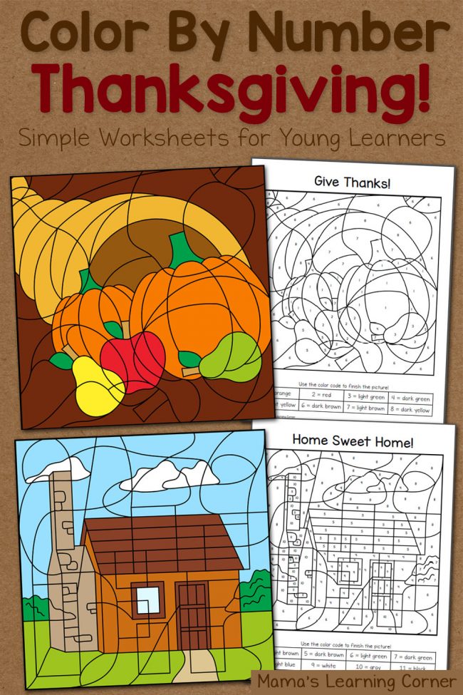 Free Thanksgiving Color By Number Worksheets