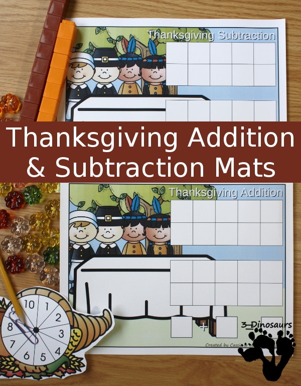 Free Thanksgiving Addition & Substraction Mats