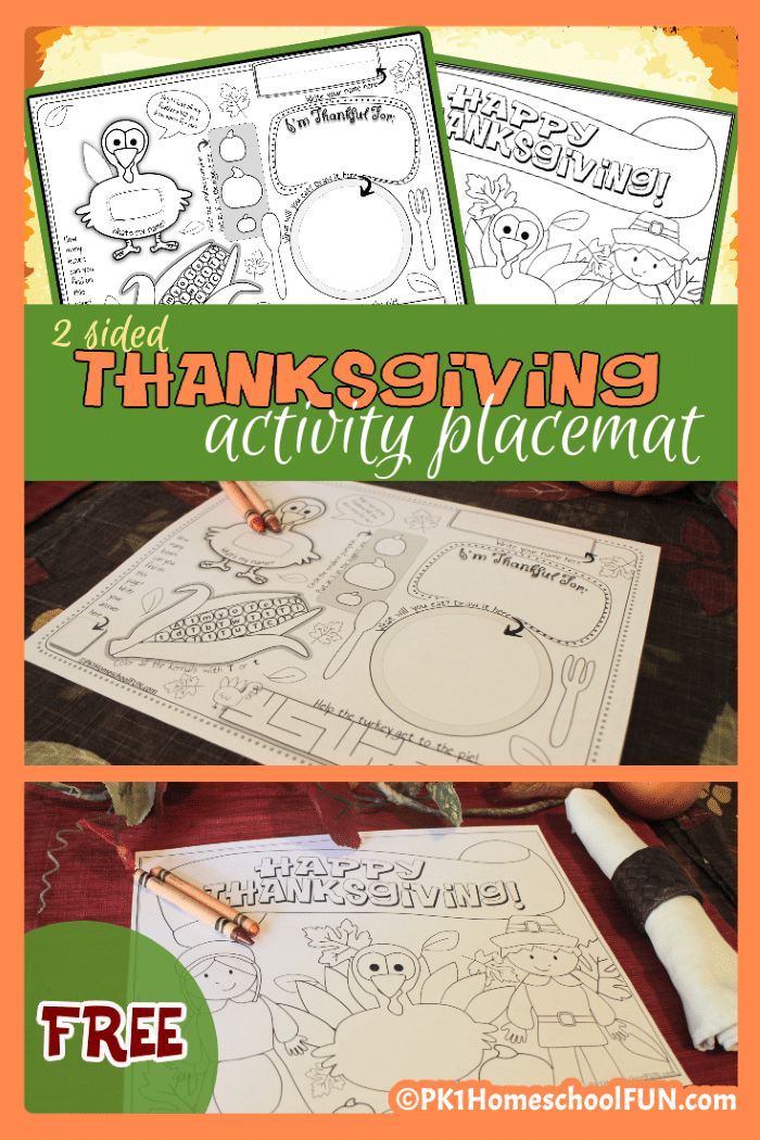 Free Thanksgiving Activity Placemat for Kids