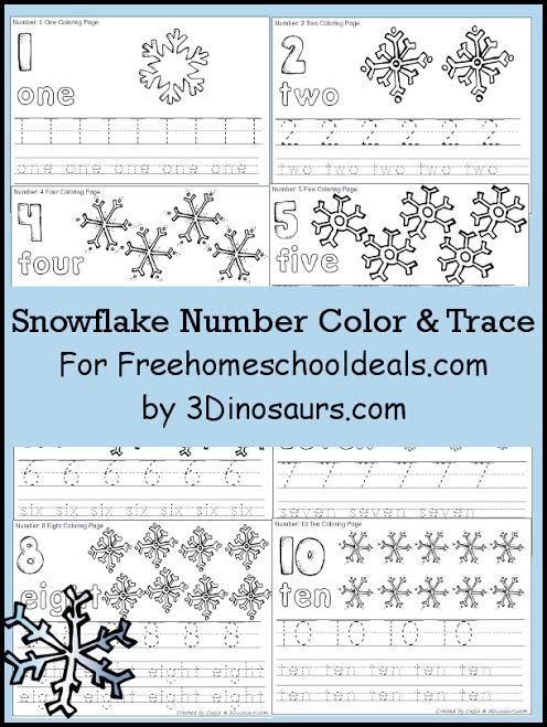 FREE SNOWFLAKE NUMBER COLOR & TRACE PRINTABLES (INSTANT DOWNLOAD)