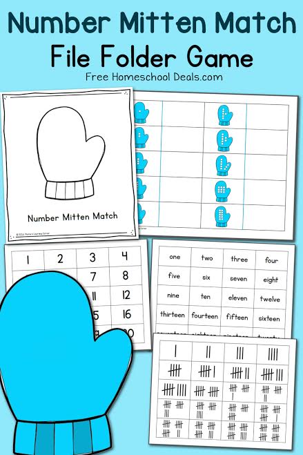 FREE NUMBER MITTEN MATCH FILE FOLDER GAME (Instant Download)