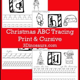 Free Christmas Themed Print & Cursive Handwriting Worksheets