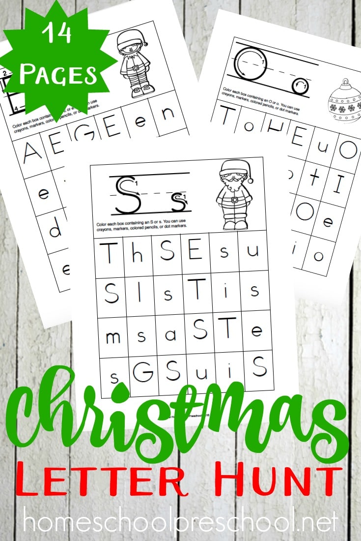 Free Christmas Alphabet Hunt Pages for Preschoolers