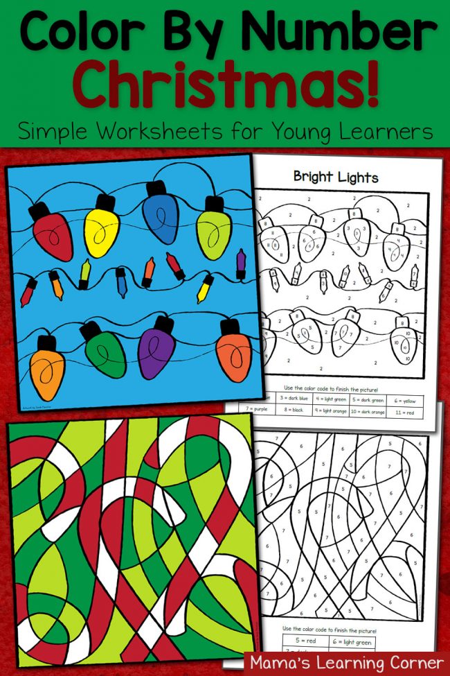 Free Christmas Color by Number Worksheets