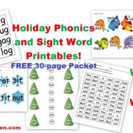 FREE Holiday Sight Word and CVC Pack (30 Pages!)