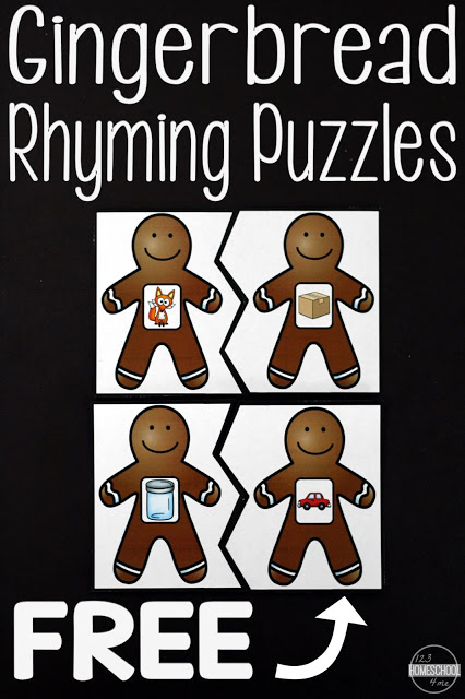 Free Gingerbread Rhyming Puzzles