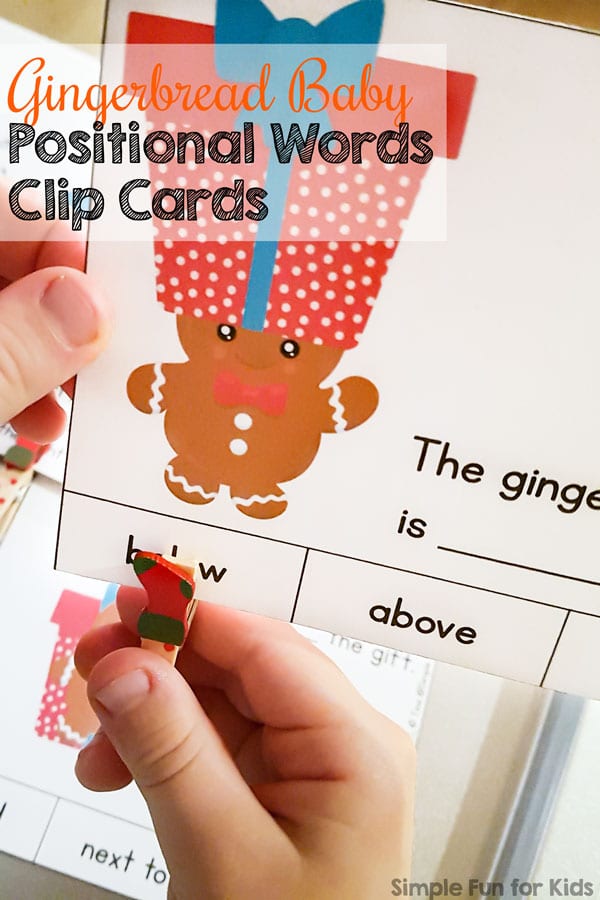 Free Gingerbread Baby Positional Words Clip Cards